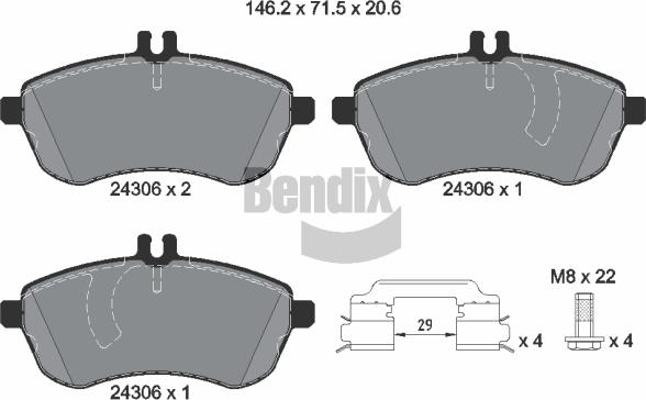 BENDIX Braking BPD1415 — Zestaw klocków hamulcowych, hamulce tarczowe