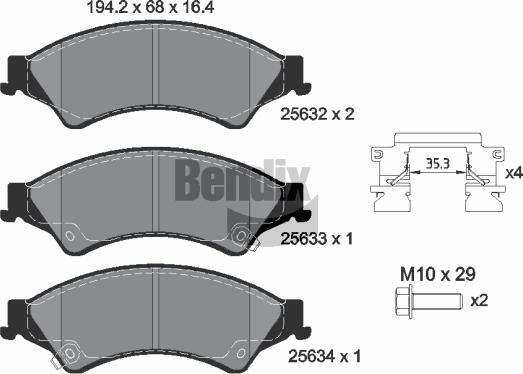 BENDIX Braking BPD1413 — Zestaw klocków hamulcowych, hamulce tarczowe