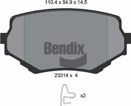 BENDIX Braking BPD1412 — Zestaw klocków hamulcowych, hamulce tarczowe