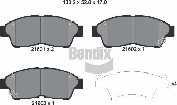 BENDIX Braking BPD1486 — Zestaw klocków hamulcowych, hamulce tarczowe