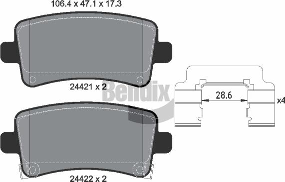 BENDIX Braking BPD1439 — Zestaw klocków hamulcowych, hamulce tarczowe