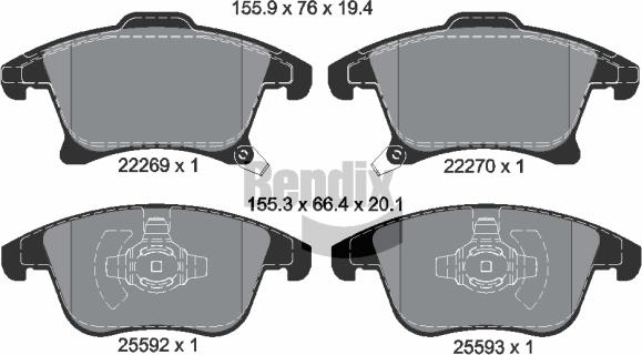 BENDIX Braking BPD1435 — Zestaw klocków hamulcowych, hamulce tarczowe