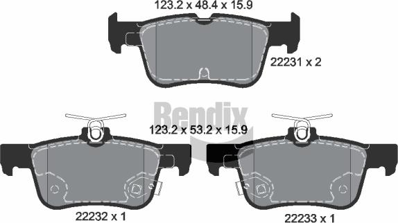 BENDIX Braking BPD1438 — Zestaw klocków hamulcowych, hamulce tarczowe