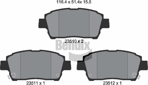 BENDIX Braking BPD1423 — Zestaw klocków hamulcowych, hamulce tarczowe