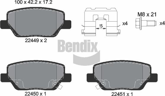 BENDIX Braking BPD1422 — Zestaw klocków hamulcowych, hamulce tarczowe