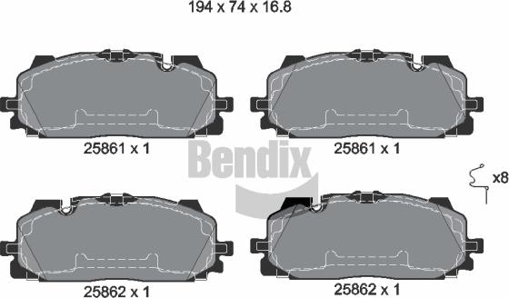 BENDIX Braking BPD1427 — Zestaw klocków hamulcowych, hamulce tarczowe
