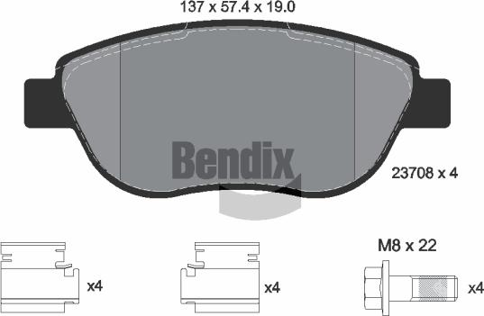 BENDIX Braking BPD1475 — Zestaw klocków hamulcowych, hamulce tarczowe