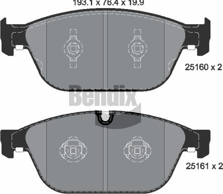 BENDIX Braking BPD1545 — Zestaw klocków hamulcowych, hamulce tarczowe