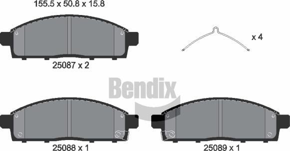 BENDIX Braking BPD1548 — Zestaw klocków hamulcowych, hamulce tarczowe