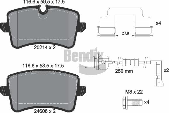 BENDIX Braking BPD1559 — Zestaw klocków hamulcowych, hamulce tarczowe