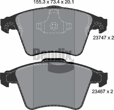 BENDIX Braking BPD1554 — Zestaw klocków hamulcowych, hamulce tarczowe