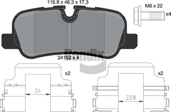 BENDIX Braking BPD1550 — Zestaw klocków hamulcowych, hamulce tarczowe