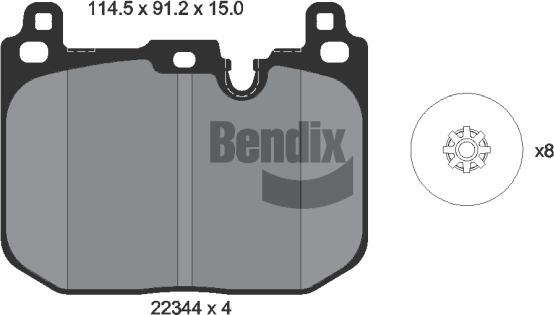 BENDIX Braking BPD1558 — Zestaw klocków hamulcowych, hamulce tarczowe