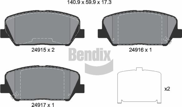 BENDIX Braking BPD1501 — Zestaw klocków hamulcowych, hamulce tarczowe