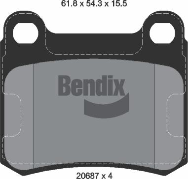 BENDIX Braking BPD1512 — Zestaw klocków hamulcowych, hamulce tarczowe