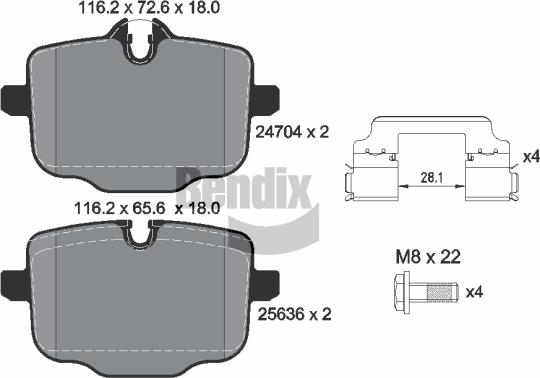 BENDIX Braking BPD1585 — Zestaw klocków hamulcowych, hamulce tarczowe