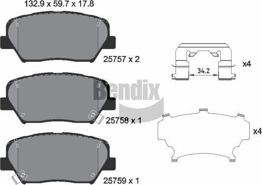 BENDIX Braking BPD1524 — Zestaw klocków hamulcowych, hamulce tarczowe