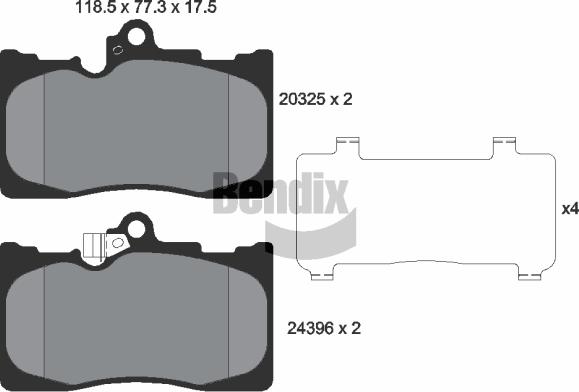 BENDIX Braking BPD1694 — Zestaw klocków hamulcowych, hamulce tarczowe
