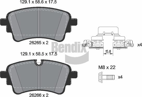 BENDIX Braking BPD1646 — Zestaw klocków hamulcowych, hamulce tarczowe