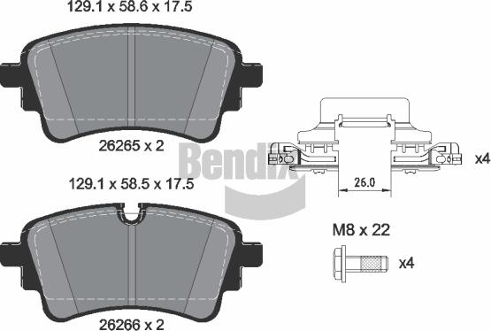BENDIX Braking BPD1648 — Zestaw klocków hamulcowych, hamulce tarczowe