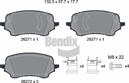 BENDIX Braking BPD1651 — Zestaw klocków hamulcowych, hamulce tarczowe
