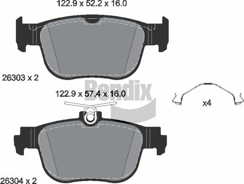 BENDIX Braking BPD1652 — Zestaw klocków hamulcowych, hamulce tarczowe