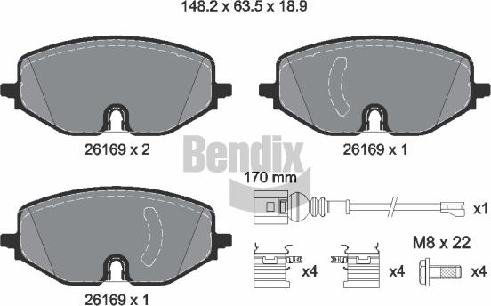 BENDIX Braking BPD1660 — Zestaw klocków hamulcowych, hamulce tarczowe