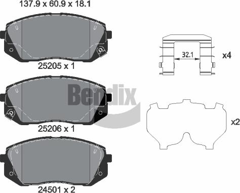 BENDIX Braking BPD1605 — Zestaw klocków hamulcowych, hamulce tarczowe