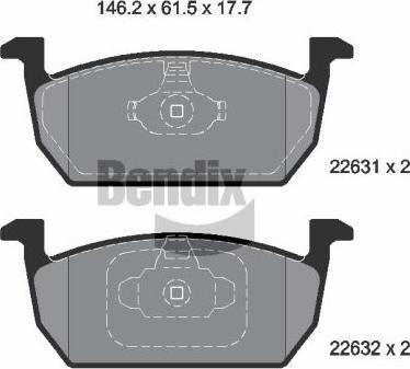 BENDIX Braking BPD1607 — Zestaw klocków hamulcowych, hamulce tarczowe