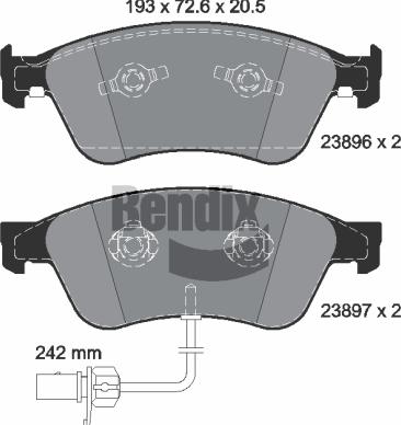 BENDIX Braking BPD1612 — Zestaw klocków hamulcowych, hamulce tarczowe