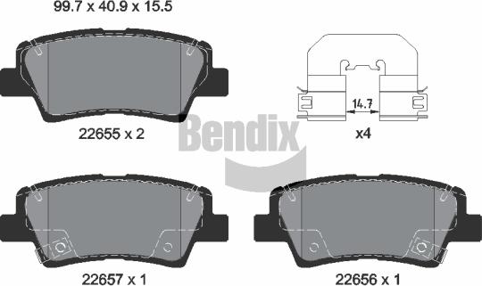 BENDIX Braking BPD1635 — Zestaw klocków hamulcowych, hamulce tarczowe