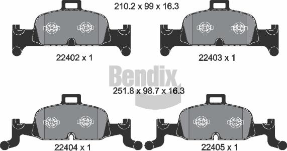 BENDIX Braking BPD1636 — Zestaw klocków hamulcowych, hamulce tarczowe