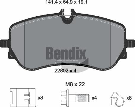 BENDIX Braking BPD1630 — Zestaw klocków hamulcowych, hamulce tarczowe