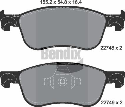 BENDIX Braking BPD1631 — Zestaw klocków hamulcowych, hamulce tarczowe