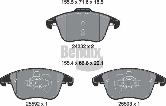 BENDIX Braking BPD1633 — Zestaw klocków hamulcowych, hamulce tarczowe