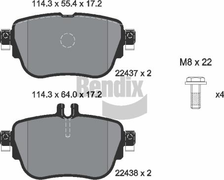 BENDIX Braking BPD1625 — Zestaw klocków hamulcowych, hamulce tarczowe