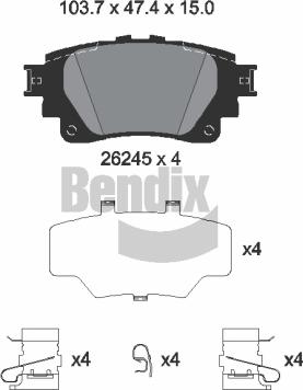 BENDIX Braking BPD1671 — Zestaw klocków hamulcowych, hamulce tarczowe