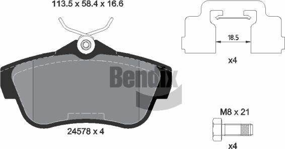 BENDIX Braking BPD1099 — Zestaw klocków hamulcowych, hamulce tarczowe