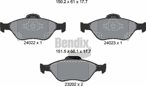 BENDIX Braking BPD1095 — Zestaw klocków hamulcowych, hamulce tarczowe