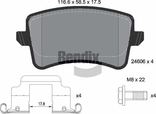 BENDIX Braking BPD1091 — Zestaw klocków hamulcowych, hamulce tarczowe