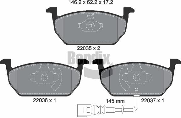 BENDIX Braking BPD1092 — Zestaw klocków hamulcowych, hamulce tarczowe
