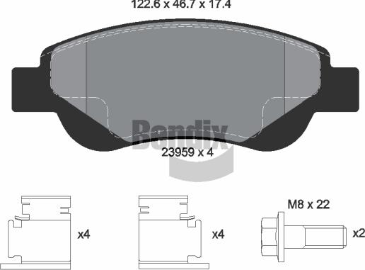 BENDIX Braking BPD1049 — Zestaw klocków hamulcowych, hamulce tarczowe