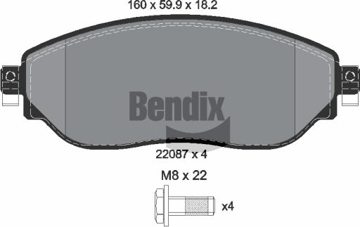 BENDIX Braking BPD1046 — Zestaw klocków hamulcowych, hamulce tarczowe