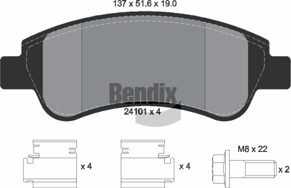 BENDIX Braking BPD1041 — Zestaw klocków hamulcowych, hamulce tarczowe
