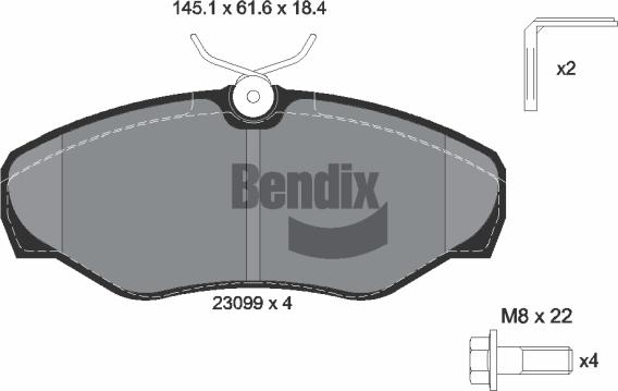 BENDIX Braking BPD1042 — Zestaw klocków hamulcowych, hamulce tarczowe