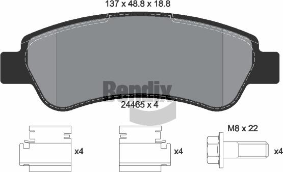 BENDIX Braking BPD1050 — Zestaw klocków hamulcowych, hamulce tarczowe