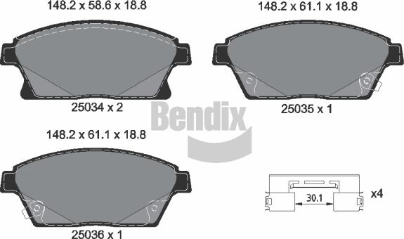 BENDIX Braking BPD1051 — Zestaw klocków hamulcowych, hamulce tarczowe