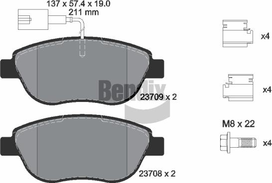 BENDIX Braking BPD1053 — Zestaw klocków hamulcowych, hamulce tarczowe