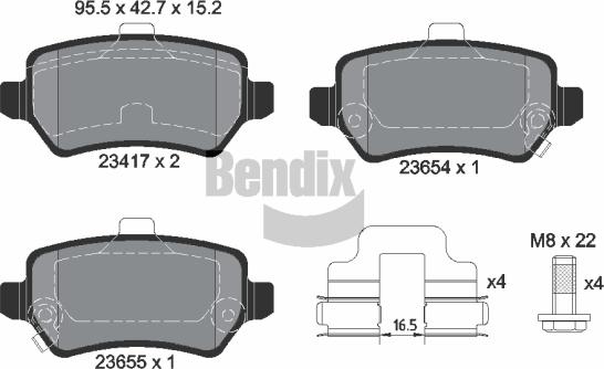 BENDIX Braking BPD1057 — Zestaw klocków hamulcowych, hamulce tarczowe