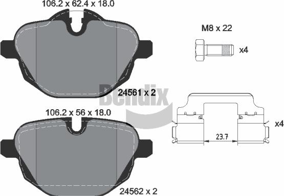 BENDIX Braking BPD1069 — Zestaw klocków hamulcowych, hamulce tarczowe